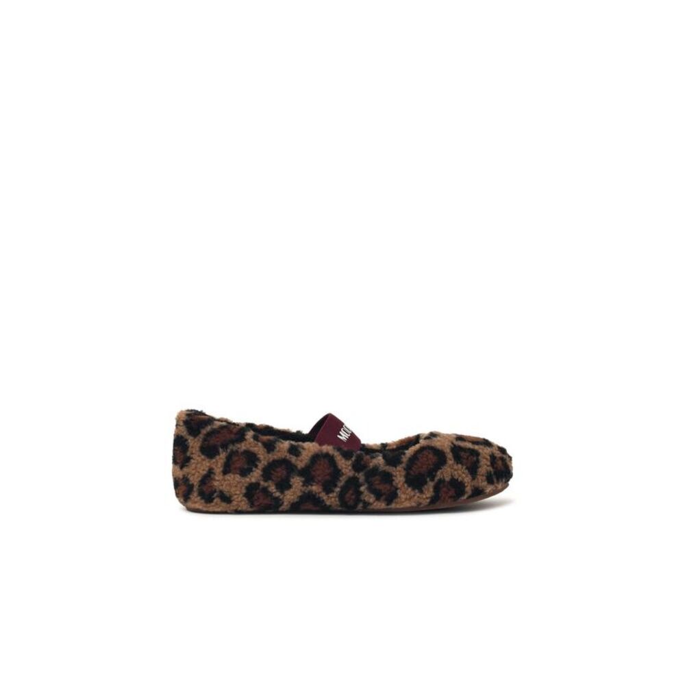 Moonboot 'Fleece' Teddy Leather And Cognac Ballet Flats Women